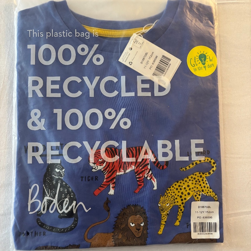 NIP New Mini Boden Glow in the Dark Short Sleeve Animal Tee 11-12 Years
